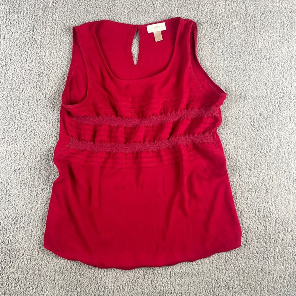 Ann Taylor Loft Women's Small Coral Red Sleeveless Blouse Top